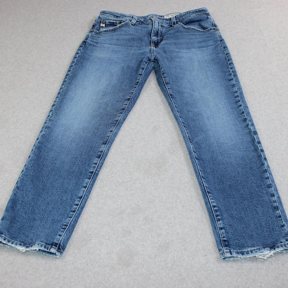 AG-ED Ex-Boyfriend Jeans Women 27 Blue Slouchy Slim Distress Raw Hem Denim Pant